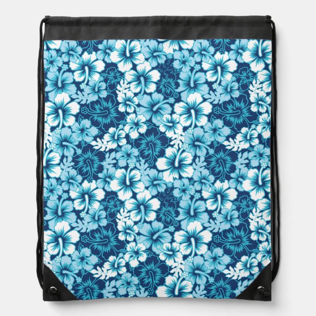 Surf Floral Hibiscus Pattern Drawstring Bag (Front)