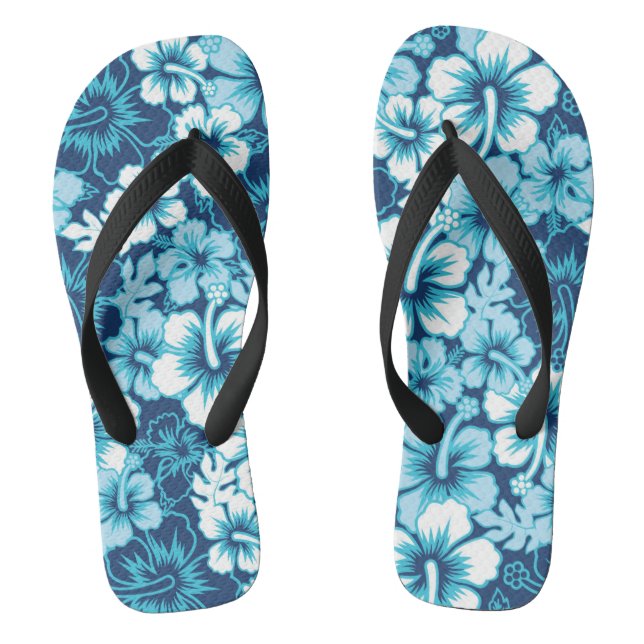 Surf Floral Hibiscus Pattern Flip Flops (Footbed)