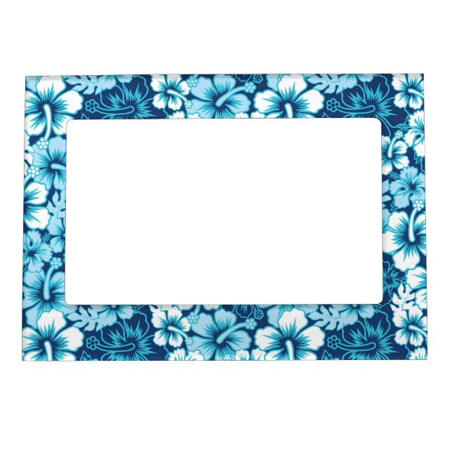 Surf Floral Hibiscus Pattern Magnetic Photo Frame (Front)