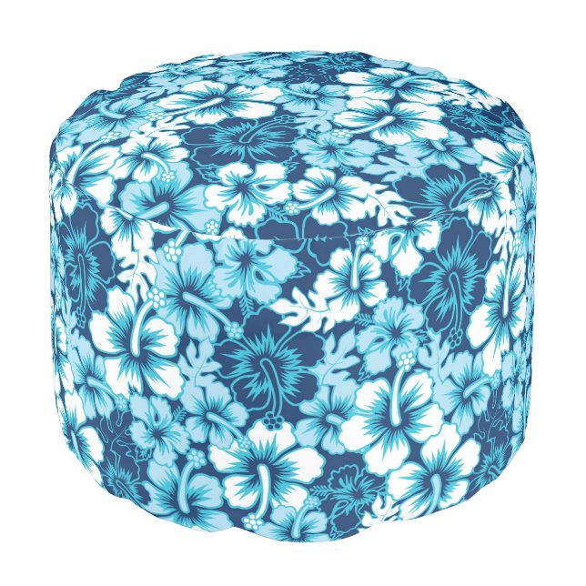 Surf Floral Hibiscus Pattern Pouf (Angled Front)