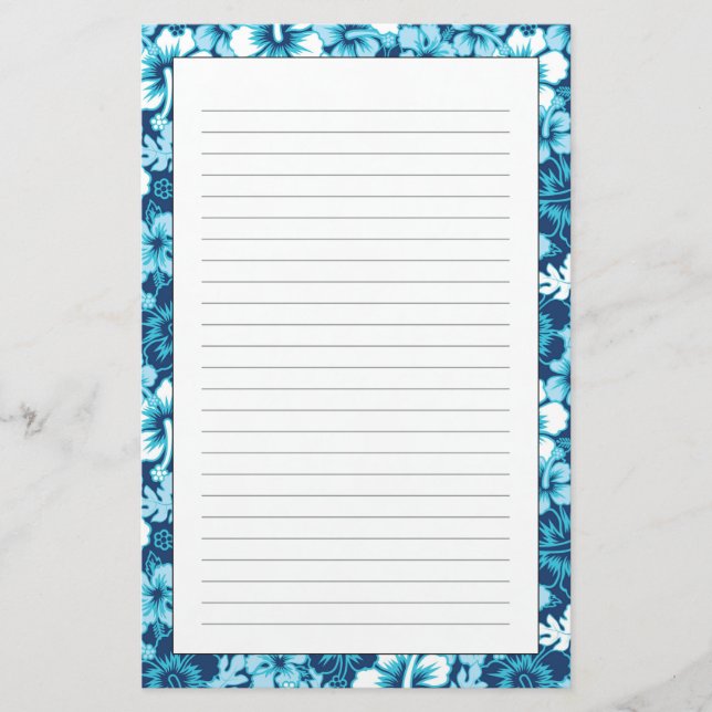 Surf Floral Hibiscus Pattern Stationery (Front)