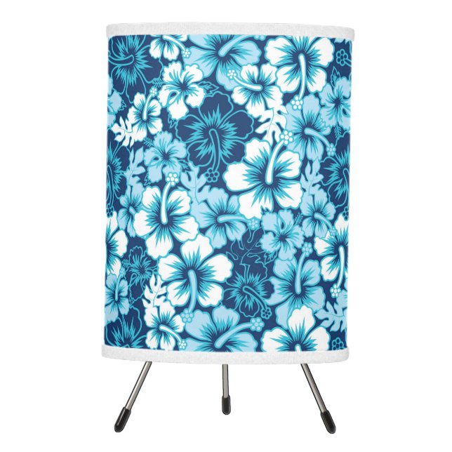 Surf Floral Hibiscus Pattern Tripod Lamp (Front)