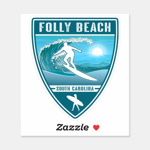 Surf Folly Beach South Carolina Sticker