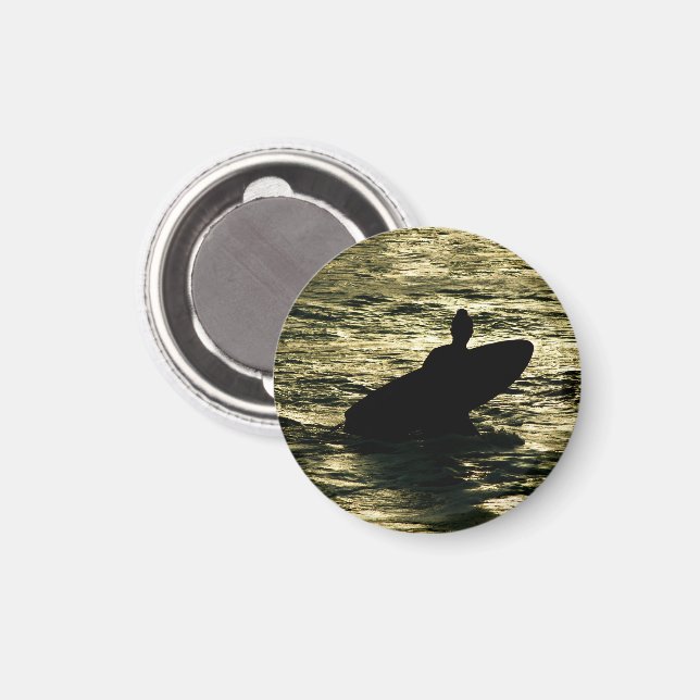 Surf Golden Hour Bali Round Magnet (Front/Back)