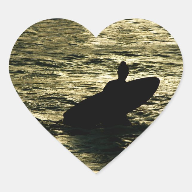 Surf Golden Hour - Heart Sticker (Front)