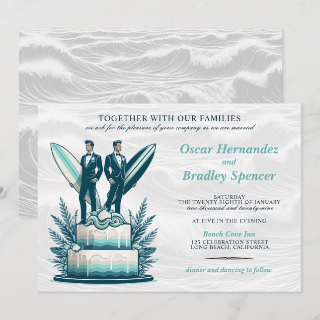 Surf Grooms Wedding Invitation (Front/Back)