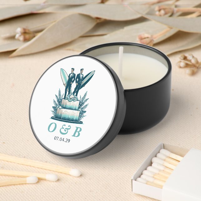 Surf Grooms Wedding Mini Candle Favors (Insitu)
