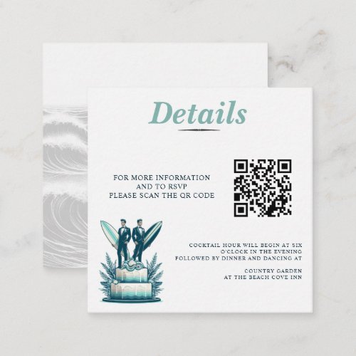 Surf Grooms Wedding QR Code Enclosure Card