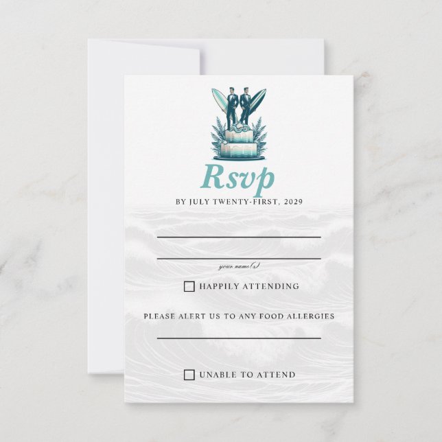 Surf Grooms Wedding RSVP Card (Front)
