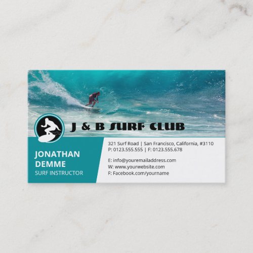 Surf Instructor  Surfboard Active Recreation Business Card