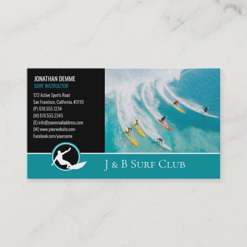 Surf Instructor  Surfboard Active Recreation Business Card