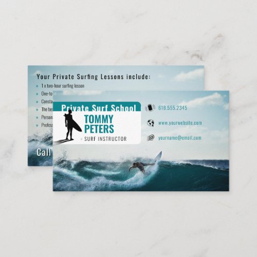 Surf Instructor   Surfboard Active Sports Business Card