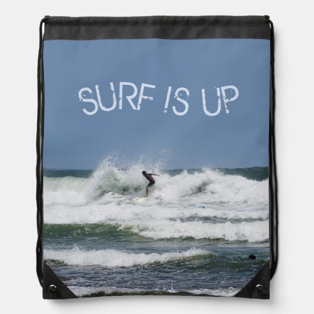 Surf is up drawstring bag (Front)