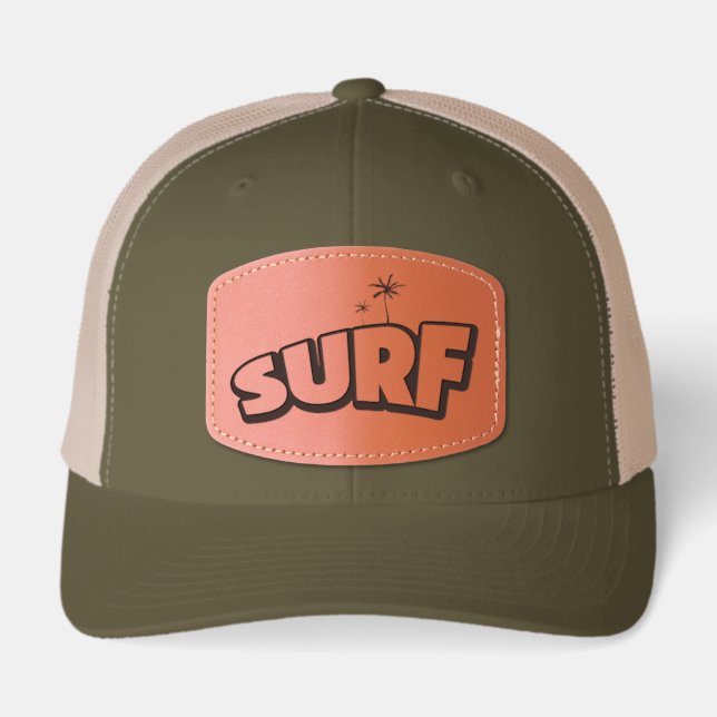 Surf, just surf. In black Leather Patch Hat (Front)
