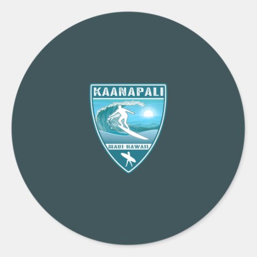 Surf Kaanapali Maui Hawaii Classic Round Sticker