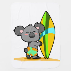 Surf Koala Bear Baby Blanket