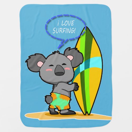 Surf Koala Bear Baby Blanket