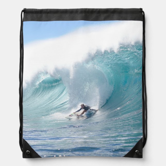 Surf Legend Rochelle Ballard Surfing Hawaiian Wave Drawstring Bag (Front)