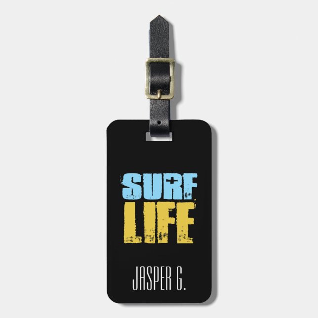 Surf Life Beach Surfer Style Luggage Tag (Front Vertical)