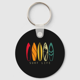 Surf Life Vintage Surfing Retro Surfboard Surfer Keychain