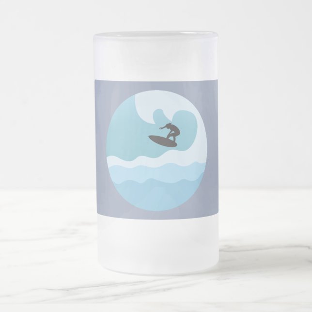 SURF LOVER FROSTED GLASS BEER MUG (Center)