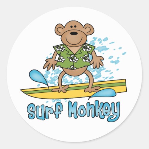 Surf Monkey Classic Round Sticker