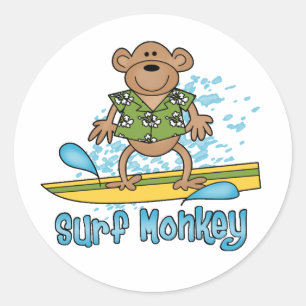 Surf Monkey Classic Round Sticker