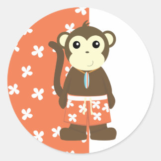 Surf Monkey Classic Round Sticker