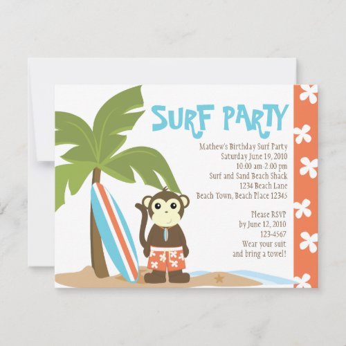 Surf Monkey Invitation