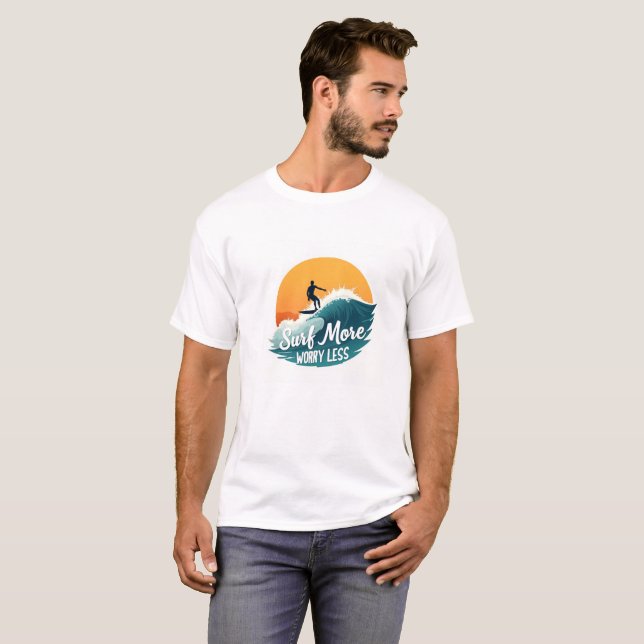 Surf More 🏄‍♂️ Inspirational Sunset Wave Tee (Front Full)