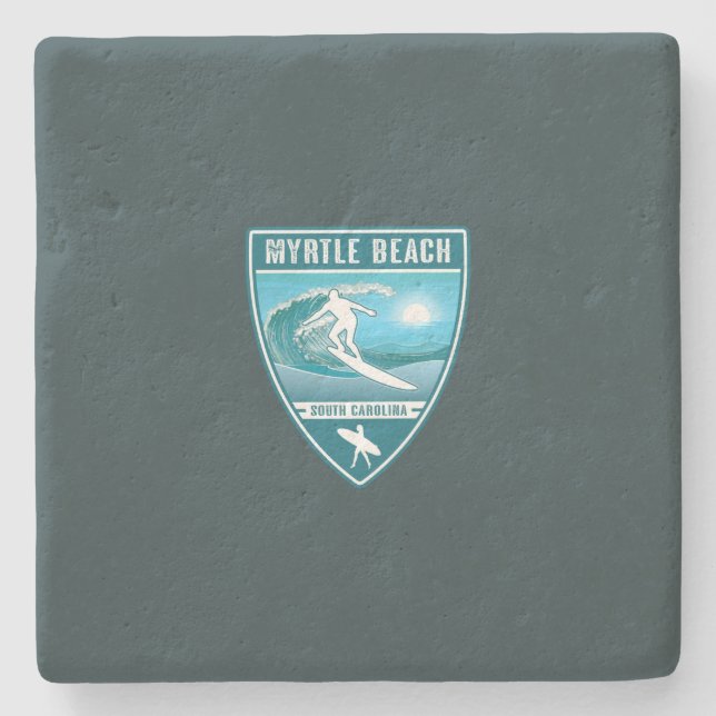 Surf Myrtle Beach South Carolina Stone Coaster (Front)