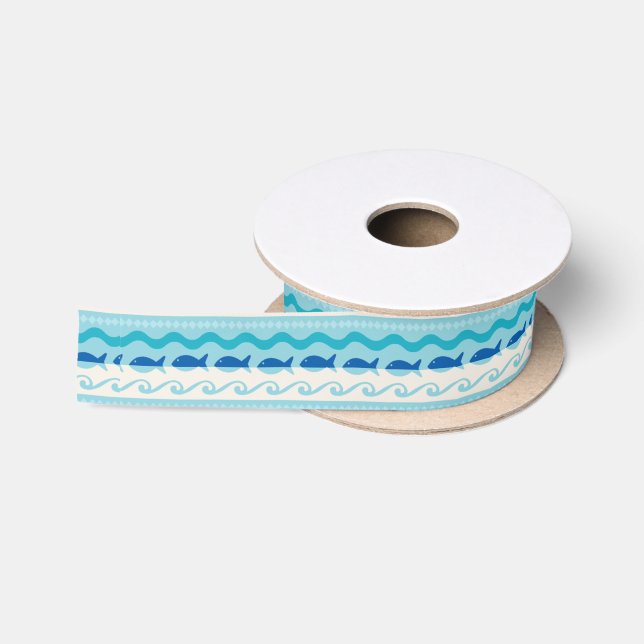 Surf 'N Fishies Nautical Baby Shower Satin Ribbon (Spool)