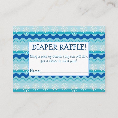 Surf N Sun Diaper Raffle Tickets Enclosure Card