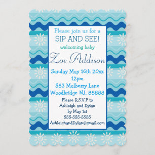 Surf 'N Sun Nautical Baby Sip and See Invitation
