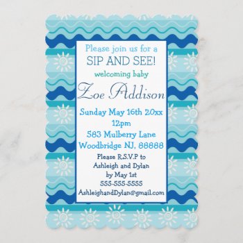 Surf 'n Sun Nautical Baby Sip And See Invitation by LaBebbaDesigns at Zazzle