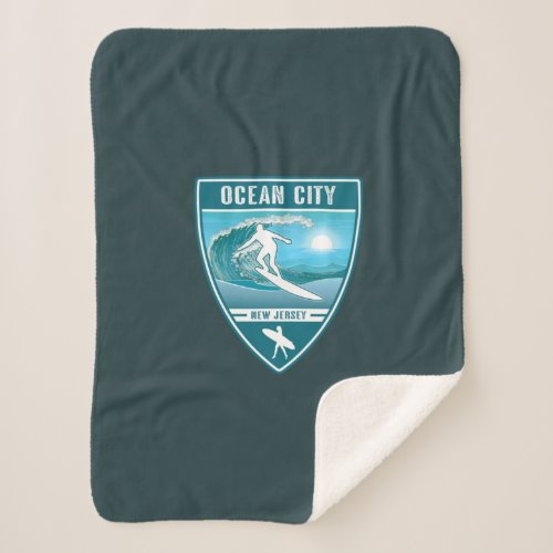 Surf Ocean City New Jersey Sherpa Blanket