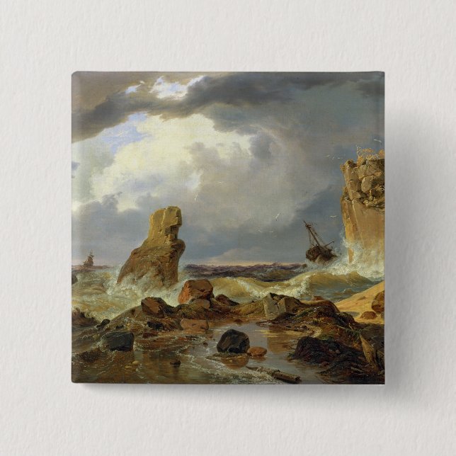 Surf on a Rocky Coast, 1835 Button (Front)
