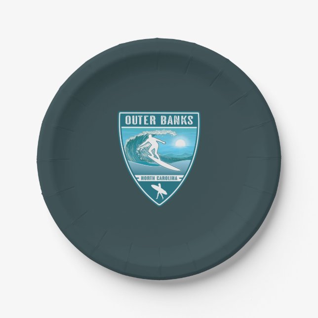 Surf Outer Banks North Carolina Paper Plates (Front)