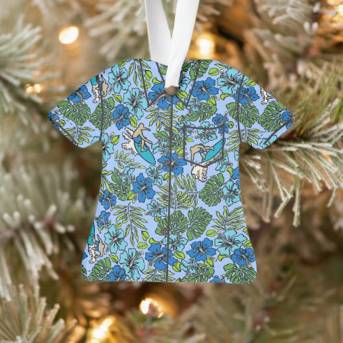 Surf Pareau Hawaiian Hibiscus Aloha Shirt- blue Ornament