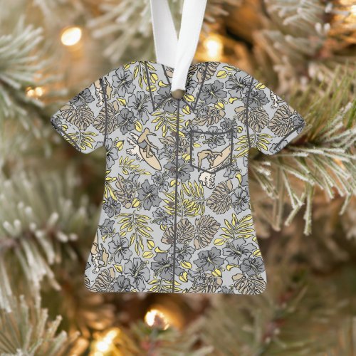 Surf Pareau Hawaiian Hibiscus Aloha Shirt- Gray Ornament