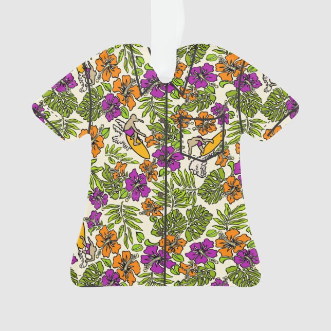 Surf Pareau Hawaiian Hibiscus Aloha Shirt Ornament (Front)