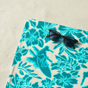 Surf Pareau Hawaiian Hibiscus Aloha - Teal Beach Towel