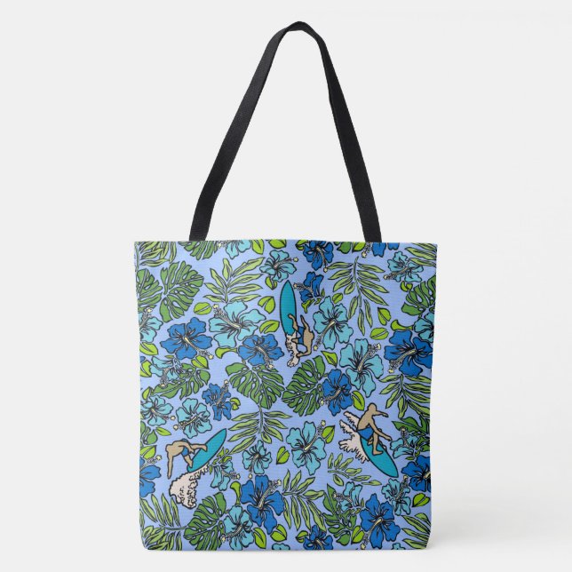 Surf Pareau Hawaiian Hibiscus Surfing Beach Bag (Front)