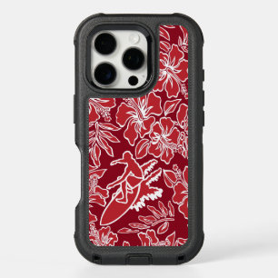 Surf Pareau Hawaiian Hibiscus Surfing - Red iPhone 16 Pro Case