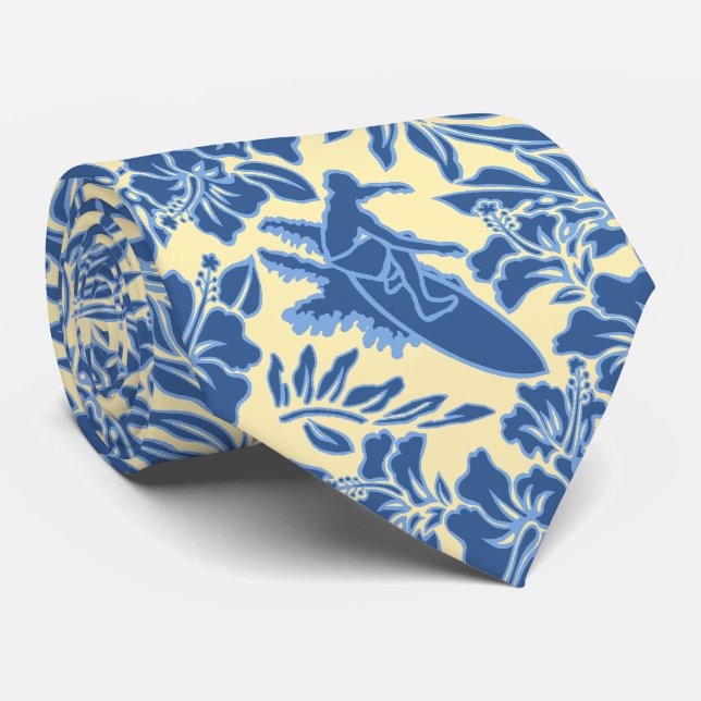 Surf Pareau Hawaiian Hibiscus Two-sided Printed Neck Tie (Rolled)
