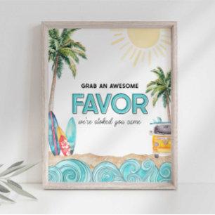 Surf Party Favor Thank You Sign