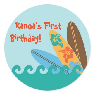 Surf Party Personalized Sticker