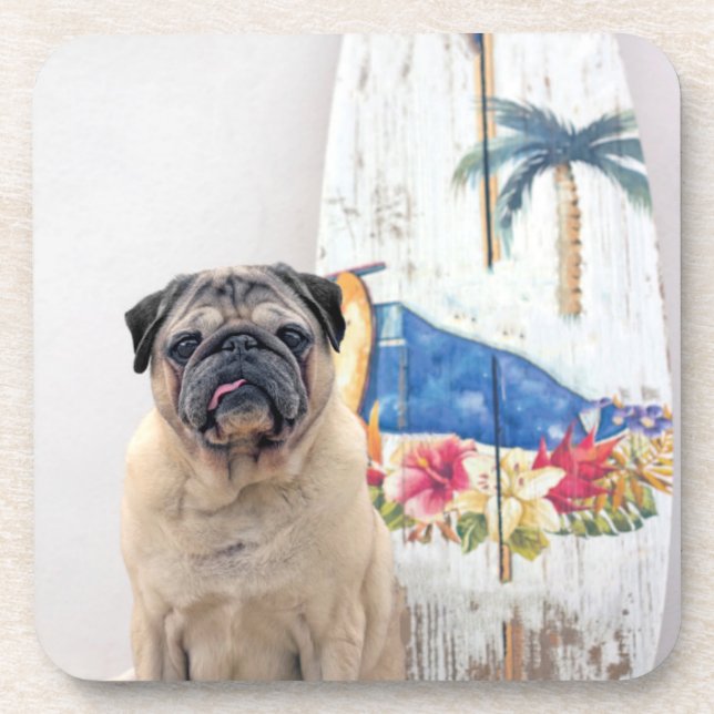 Surf Pug Beverage Coaster (Front)