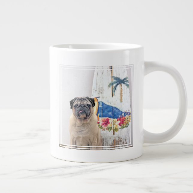 Surf Pug Giant Coffee Mug (Right)