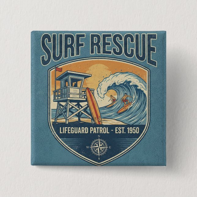 Surf Rescue Lifeguard Patrol Est 1950 Button (Front)
